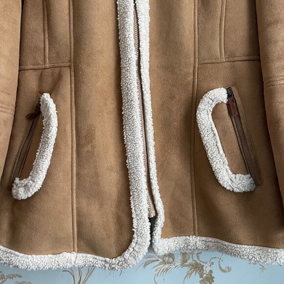 Koolaburra UGG Womens Penny Lane Style Faux Suede Hooded Coat Size L Cottagecore - Picture 6 of 16